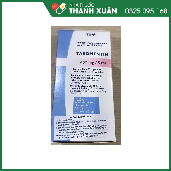 Taromentin 457mg/5ml điều trị nhiễm khuẩn đường hô hấp